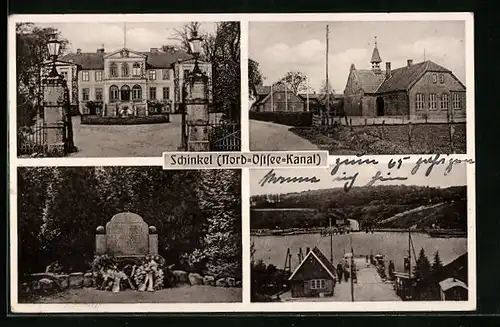AK Schinkel /Nord-Ostsee-Kanal, Gutshaus, Denkmal, Bootssteg