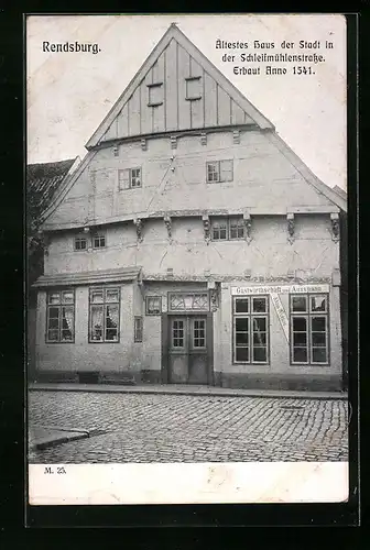 AK Rendsburg, Ältestes Haus der Stadt von 1541 in der Schleifmühlenstrasse / Gasthaus Hans Wohlers