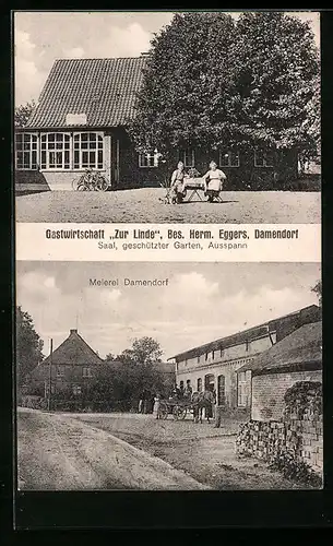 AK Damendorf, Gasthaus Zur Linde, Meierei Damendorf