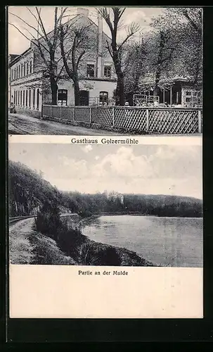 AK Golzern, Gasthaus Golzermühle, An der Mulde