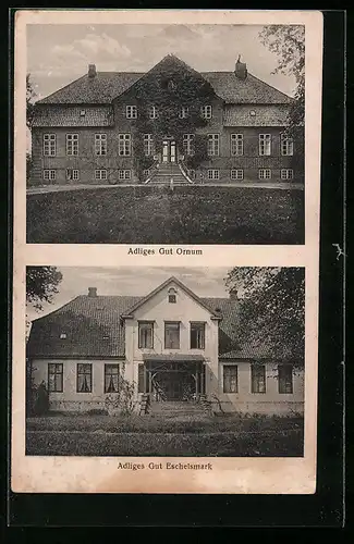 AK Kosel /Eckernförde, Adliges Gut Ornum und Gut Eschelsmark