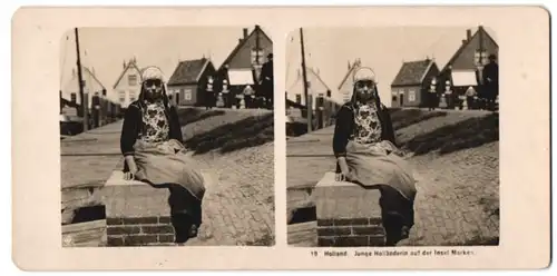 Stereo-Fotografie NPG Berlin-Steglitz, holländisches Trachtenmädchen der Insel Marken