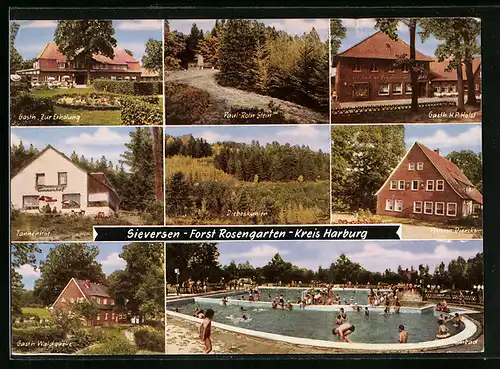 AK Sieversen-Forst Rosengarten, Gasthaus H. P. Holst, Tannenhof, Schwimmbad