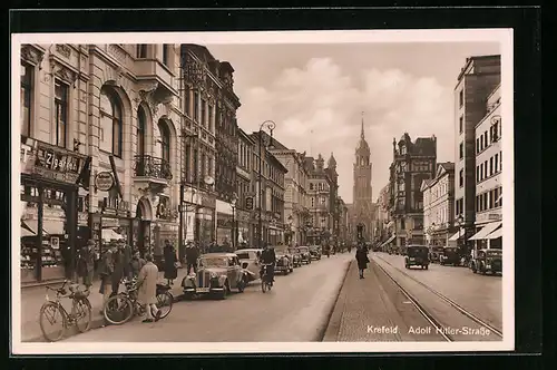 AK Krefeld, Strasse, Geschäft Halfmann