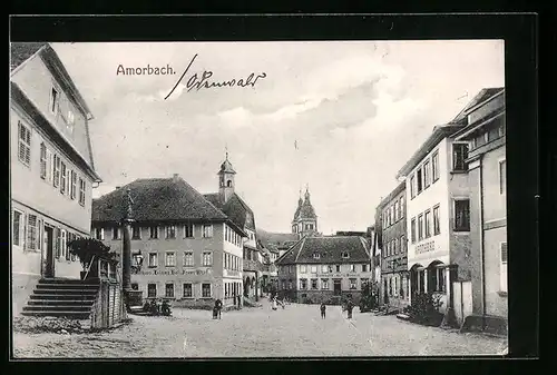 AK Amorbach, Strassenpartie mit Apotheke