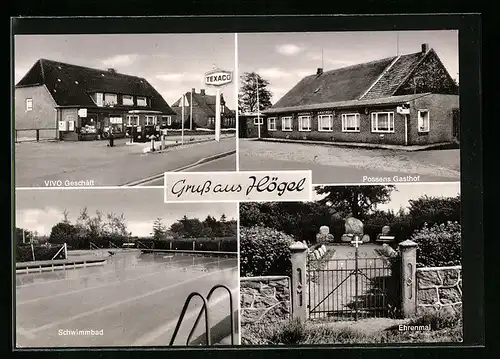 AK Högel, VIVI Geschäft, Schwimmbad, Possens Gasthof, Ehrenmal