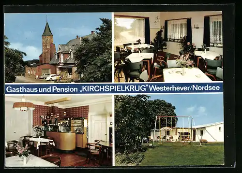 AK Westerhever, Gasthaus und Pension Kirchspielkrug, Kirche