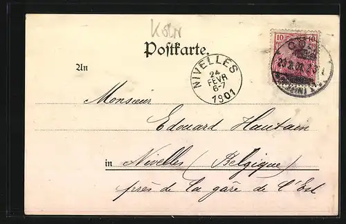 Lithographie Köln-Neustadt, Partie vom Hohenstaufenring