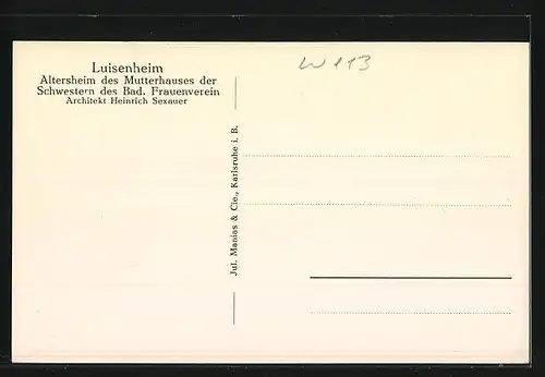 AK Karlsruhe, Luisenheim - Altersheim des Mutterhauses der Schwestern des Bad. Frauenverein