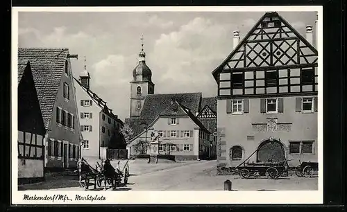 AK Merkendorf /Mfr., Marktplatz, Kirche