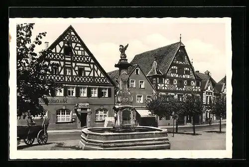 AK Roth bei Nürnberg, Marktplatz, Brunnen, Gasthaus Bräustübl