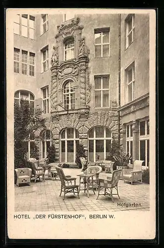 AK Berlin, Hotel Der Fürstenhof, Hofgarten