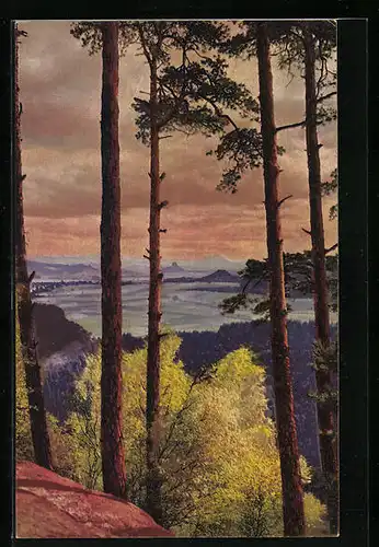 Künstler-AK Photochromie Nr. 4542: Berglandschaft in der Abendsonne