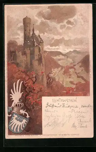 AK Lichtenstein, Burg mit Wappen