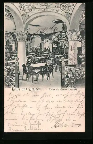 AK Dresden, Keller des Central-Theaters, Waisenhausstrasse