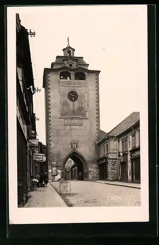 AK Beraun, Strassenpartie mit Torturm