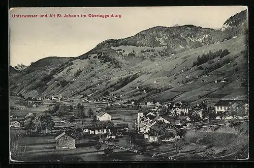 AK Unterwasser, Ortsansicht mit Alt St. Johann im Obertoggenburg