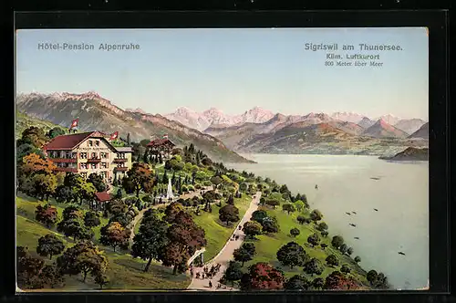 AK Sigriswil /Thunersee, Hotel-Pension Alpenruhe mit Seepromenade