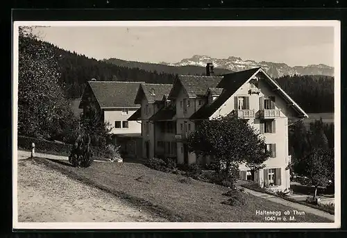 AK Haltenegg ob Thun, Teilansicht mit Bergkette