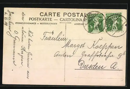 AK Goeschenen, Ortsansicht mit Brücke