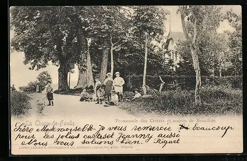 AK La Chaux-de-Fonds, Promenade des Cretets et maison de Beau-Site