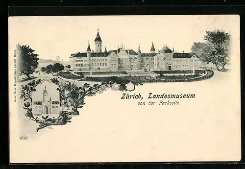 AK Zürich, Landesmuseum von der Parkseite