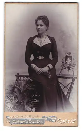 Fotografie Richard Fischer, Copitz a. E., Hauptstr. 14, Junge Dame im Kleid