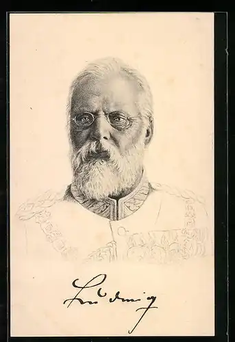 AK König Ludwig III. von Bayern, Bleistiftzeichnung