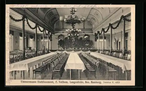 AK Hamburg-Langenfelde, Timmermanns Etablissement, Inh.: F. Vollbom