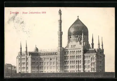 AK Dresden, Yenidze Tabak-Fabrik, Neuer Industriebau 1908