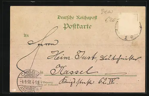 Lithographie Göttingen, Bismarckturm mit Porträt Fürst Bismarck