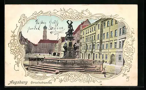 AK Augsburg, Partie am Herculesbrunnen