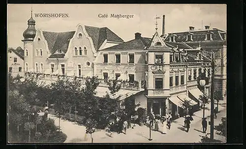 AK Wörishofen, Café Matzberger mit Strassenpartie