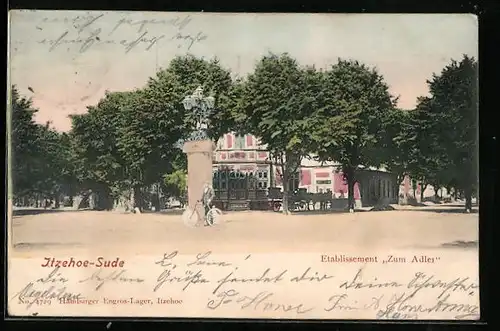 AK Itzehoe-Sude, Etablissement Zum Adler mit Strassenpartie