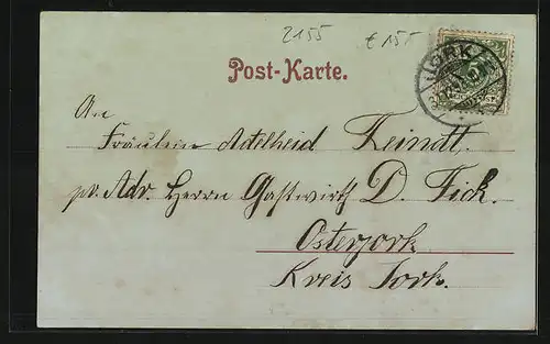 Mondschein-AK York, Strassenpartie mit Wohnhäusern