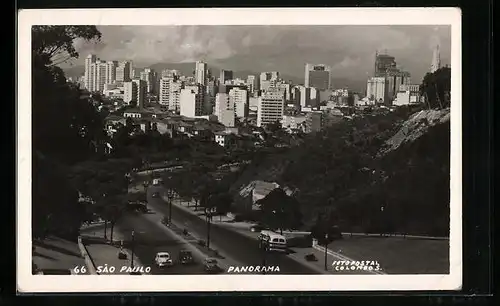 AK Sao Paulo, Blick auf Strasse und Hochhäuser