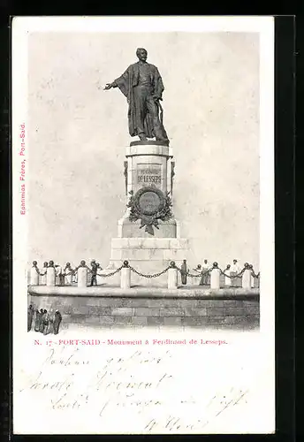 AK Port-Said, Monument à Ferdinand de Lesseps