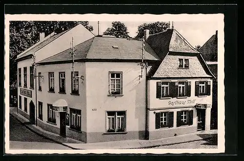 AK Hattenheim /Rheingau, Gasthaus Noll mit Strasse aus der Vogelschau