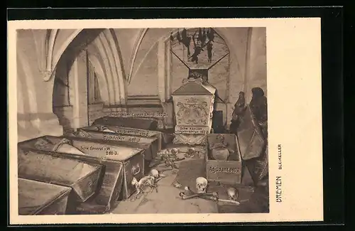 AK Bremen, Ansicht des Bleikeller mit Mumien