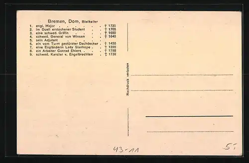 AK Bremen, Dom, Bleikeller, Mumifizierte