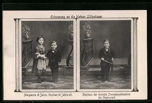 AK Erinnerung an die kleinen Liliputaner, Margareta und Stephan