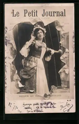 AK Zeitung Le Petit Journal, Dame im Kleid