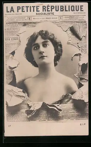 AK Zeitung La Petite République, Dame mit kurzen Haaren