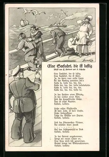 AK Speiende Passagiere an Deck eines Schiffes