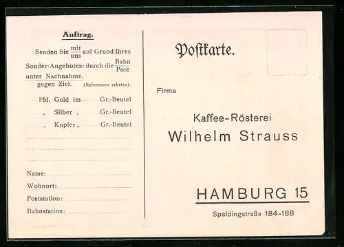 AK Hamburg, Kaffee-Rösterei Wilhelm Strauss