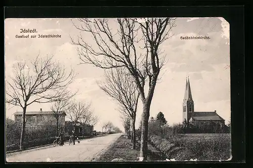 AK Idstedt, Gasthof zur Idstedtkirche mit Landstrasse und Kirche