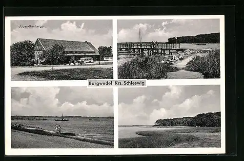 AK Borgwedel /Kr. Schleswig, Jugendherberge, Uferpartien