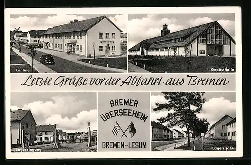 AK Bremen-Lesum, Bremer Überseeheim, Lagerstrasse, Kantine, Gepäckhalle