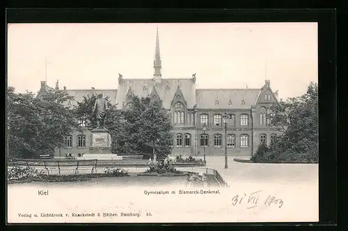 AK Kiel, Gymnasium mit Bismarck-Denkmal