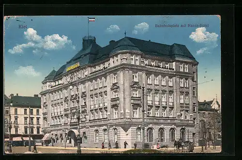 AK Kiel, Bahnhofsplatz mit Hansa-Hotel